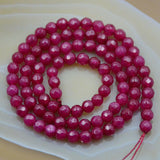 Faceted Ruby Jade Round Gemstone Loose Beads 15" 4mm 6mm 8mm 10mm 12mm