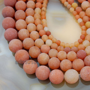 Matte Natural Red Aventurine Gemstone Round Loose Beads on a 15.5" Strand