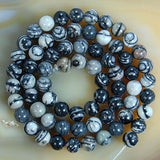 Natural Spider Web Jasper Gemstone Round Loose Beads on a 15.5" Strand