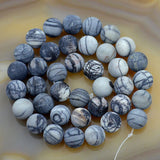 Matte Natural Spider Web Jasper Gemstone Round Loose Beads on a 15.5" Strand