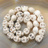 Howlite Turquoise Carved Skull Loose Spacer Beads 16“ Pick