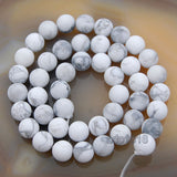 Matte Natural White Turquoise Gemstone Round Loose Beads on a 15.5" Strand