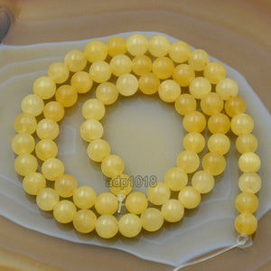 Natural Yellow Jade Round Loose Beads 15.5" 4mm 6mm 8mm 10mm 12mm 14mm